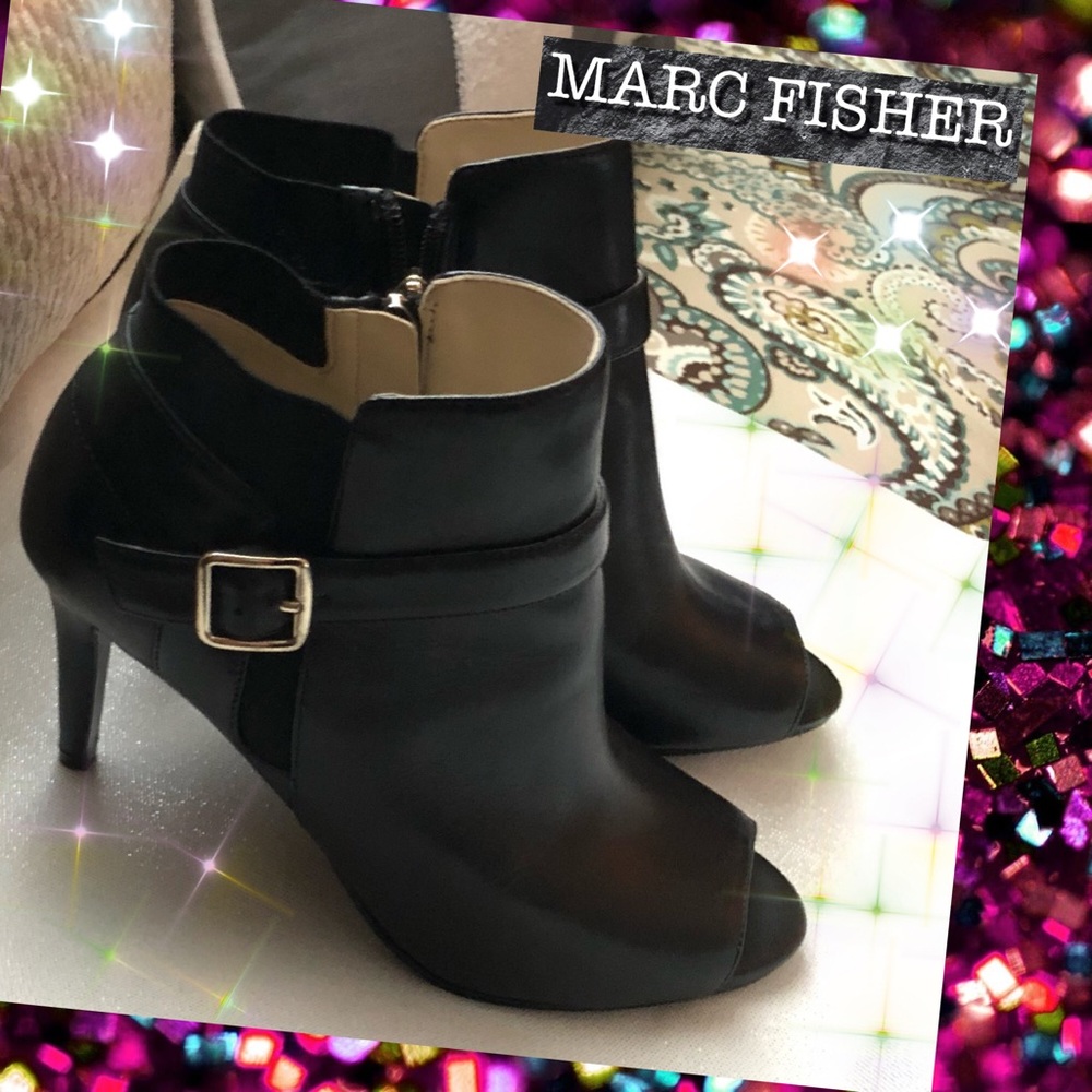 Marc Fisher Leather Peep-toe Ankle Boots Shimmee